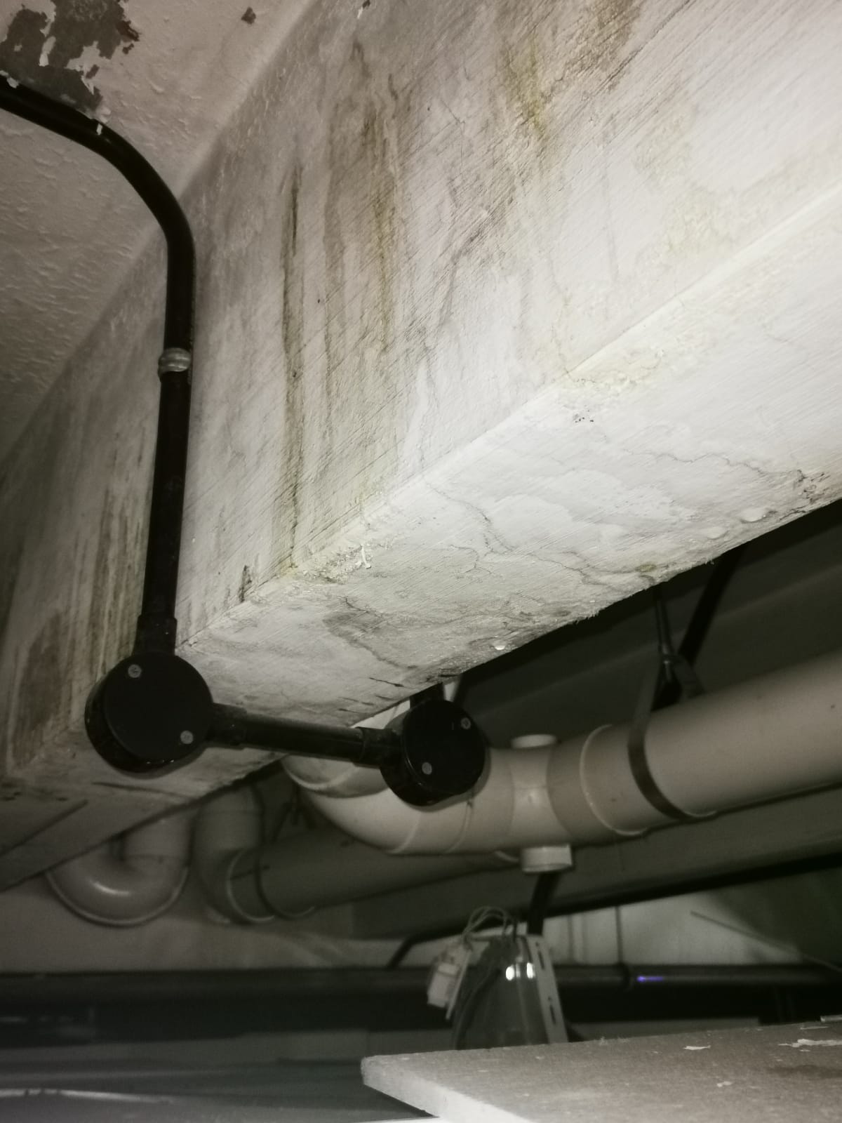 Conceal pipe leakage rerouted exposed pipe - during work 4