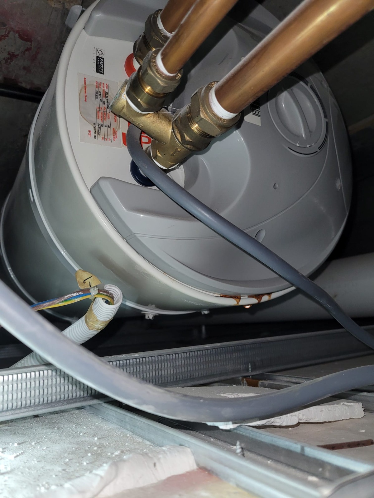 Water heater tank leakage - during work